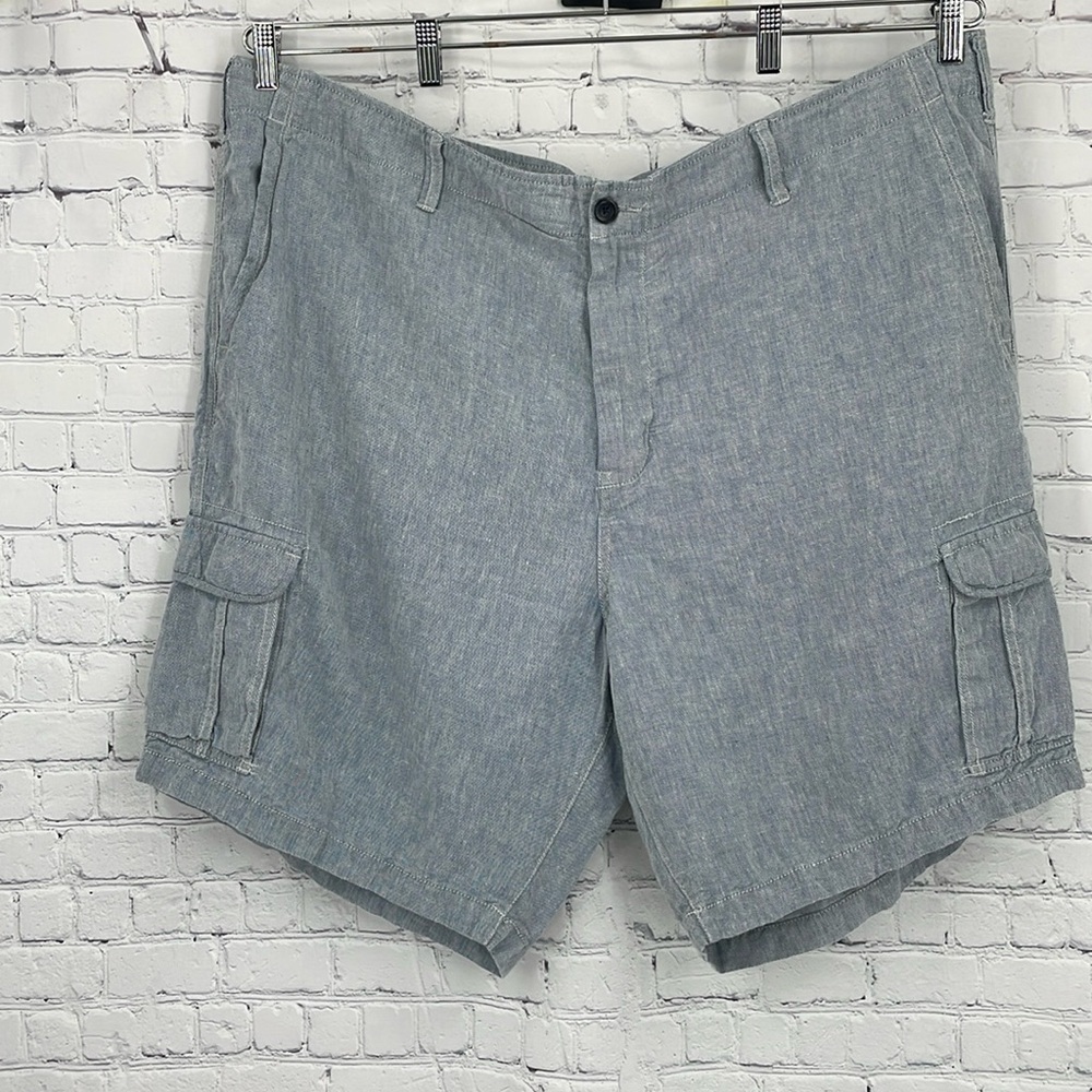 Mens Liz Claiborne 75% Linen 25% Cotton Cargo Blur Shorts Size 50 Plus Size